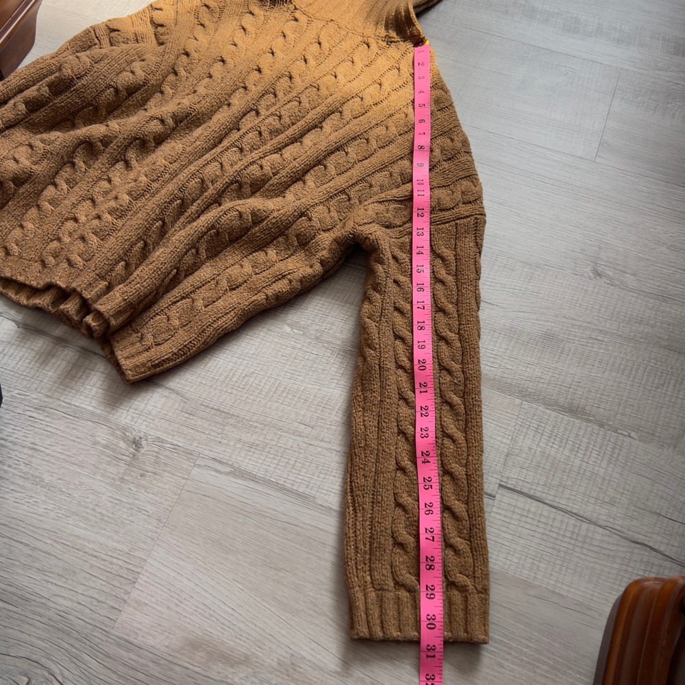 Abercrombie & Fitch Cable Knit Turtleneck Sweater M Chunky Wool Alpaca Brown - Picture 5 of 9